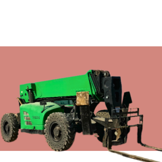 2 green telehandler with rubber tires